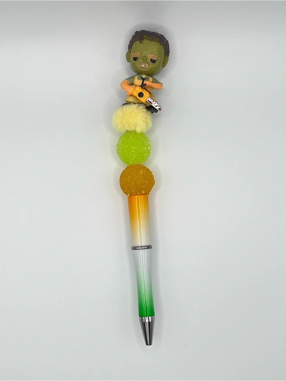Leather Face Texas Chainsaw Massacre Beaded Pen Green & Orange